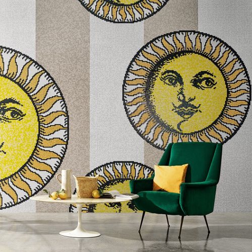 rivestimento a parete con mosaico sole a capri azienda bisazza